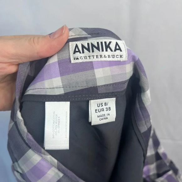 Annika Cutter & Buck Purple Plaid Golf Skort Size 8/MD - Picture 9 of 12